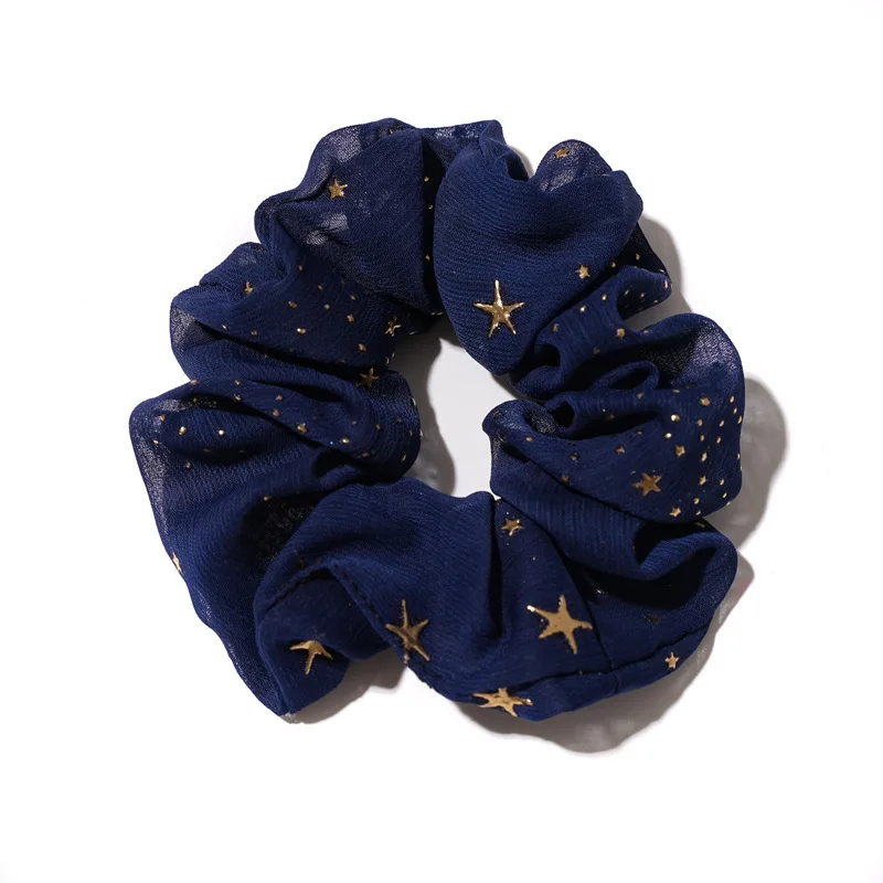 Shiny Star Chiffon Silk Scrunchies Women Elastic Rubber Hair bands Girl Ponytail Holder Hair Ties Ropes Hair accessories New