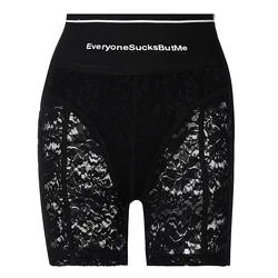 2022 new arrivals clothing Best Selling Women Floral Everyone Sucks But Me lace Shorts Add White Stretch Short Pants