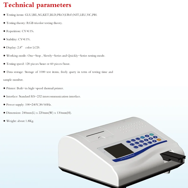 Biochemistry chemistry analyzer semi-auto chemistry urit urine analyzer machine portable urine analyzer