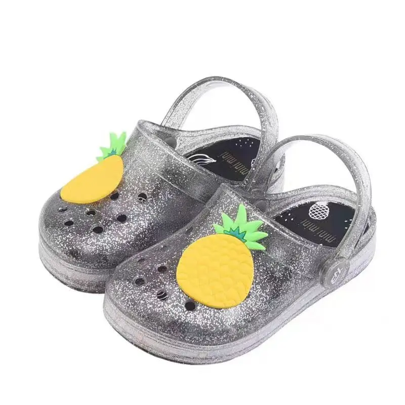 new fruit slippers children  jelly shoes boys and girls cute pvc Croc Clogs Hole Slippers jelly slippers LED lights