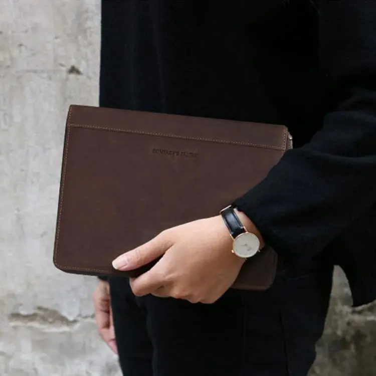 Portfolio with Metal Closure Organizer Genuine Leather Personalized Portfolio for Men & Women
