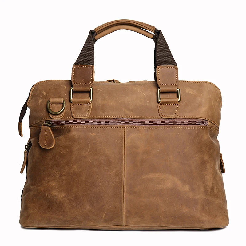 Mens Messenger Bag  Vintage Genuine Leather Briefcase Large Satchel Shoulder Bag Rugged Leather Computer Laptop Bag, Brown