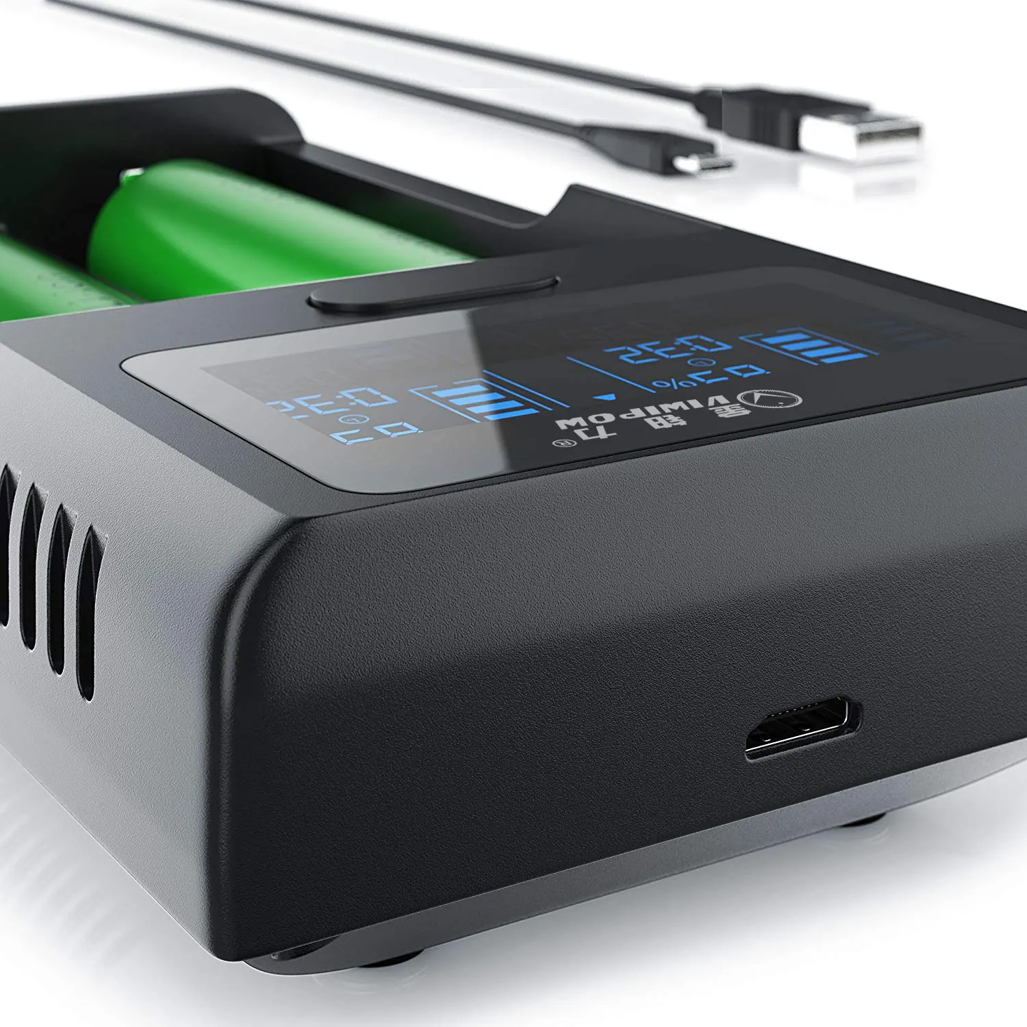 Интеллектуальное зарядное устройство USB с 2 слотами для литий-ионной батареи 18650