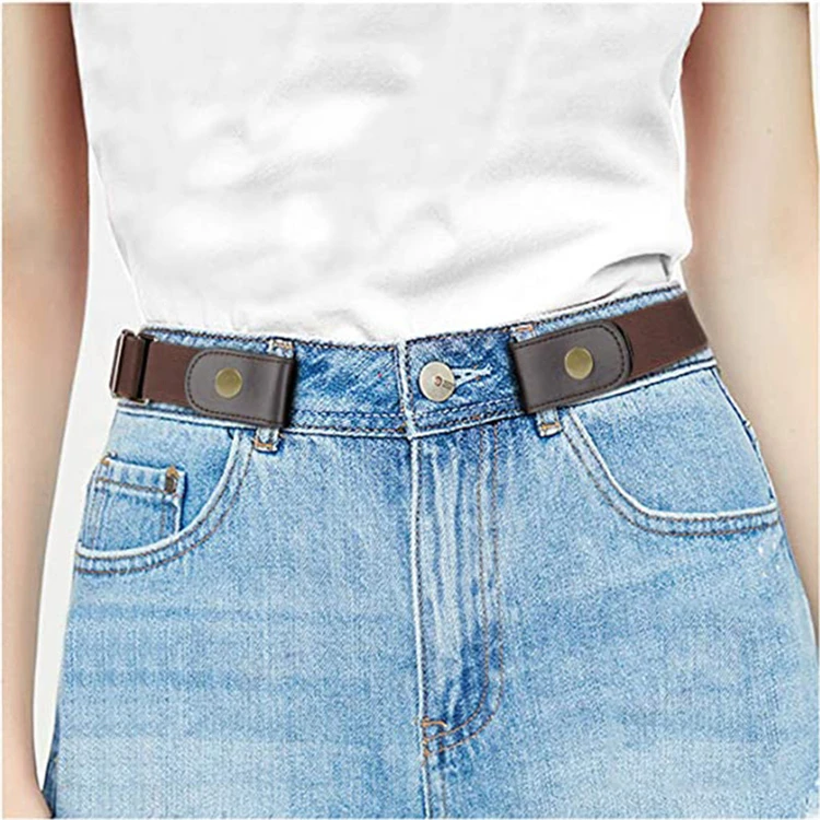 Buckle Free Adjustable Women Belt No Buckle Invisible Elastic Belt for Jeans Pants