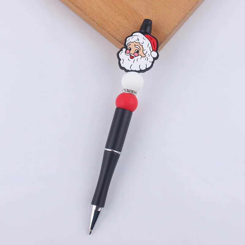 New cartoon Christmas style Santa Claus silicone beaded pen cute creative black multi-functional ballpoint pen