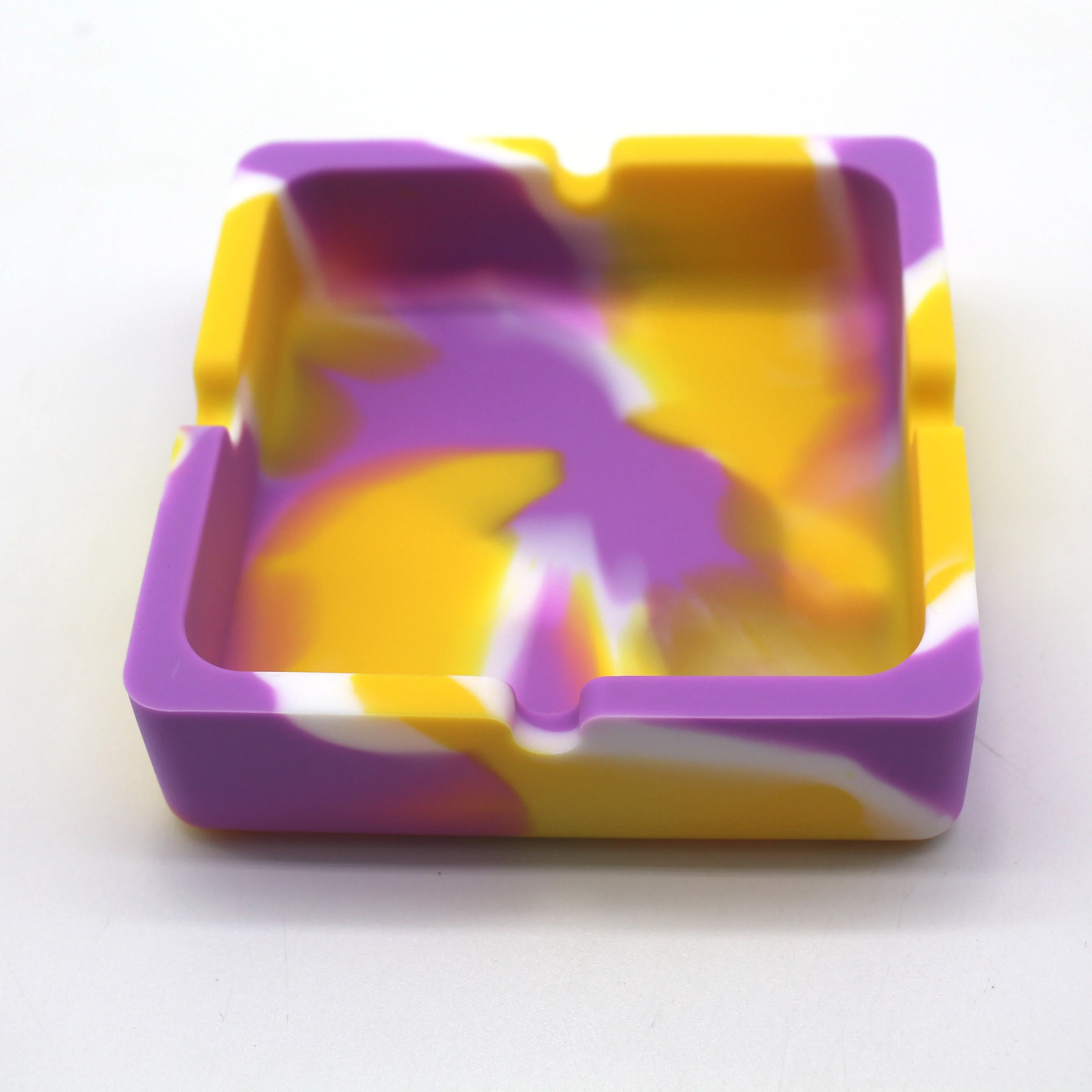 Custom Logo Printed Advertising Fluorescence Marble Round Silicone Pocket Cigarette Ashtray