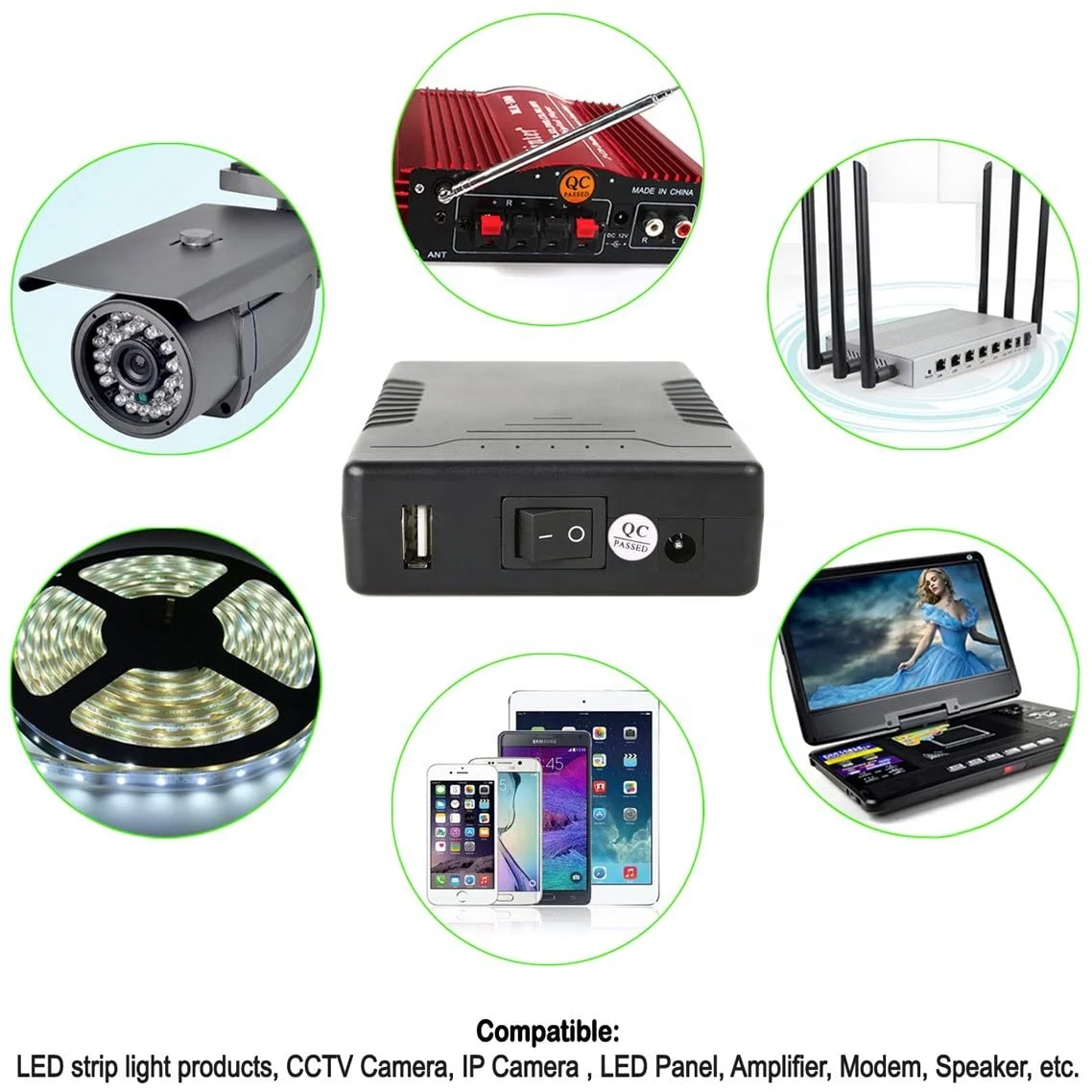12V 6000mAh Lithium Ion Battery 5V 12000mAh Power Bank For Led Light