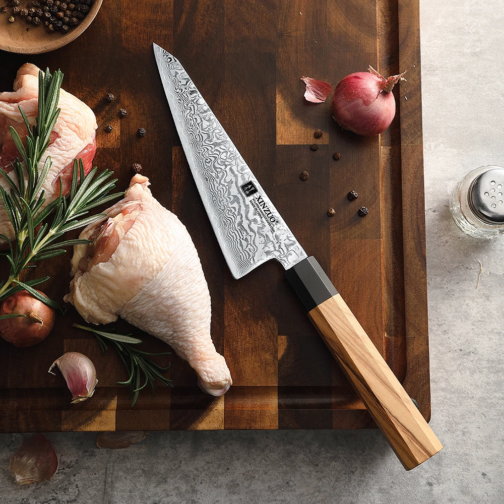 XINZUO New Damascus Steel Honesuki Knife 6' High Carbon Japanese Boning Knives