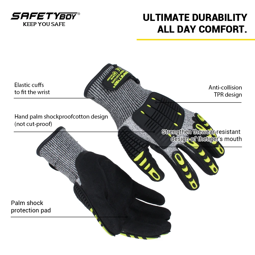 Popular Model Impact Anti-cutting Gloves SAFETYBOY YL1101 Nitrile-coated Durable Cut Resistant Safety Gloves In Africa America