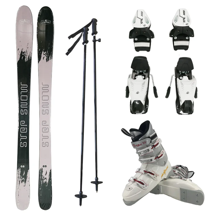 Winter sports mountain skis  set snow binding and snow boots shoes alpine ski adult ski