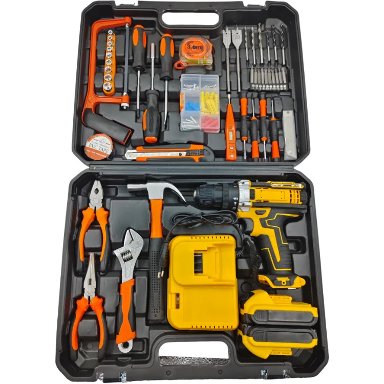 Home Use Multi-Function Cordless Electric Tools Set Lithium Battery Powered Hand Drill Screwdriver Impact Feature Industrial