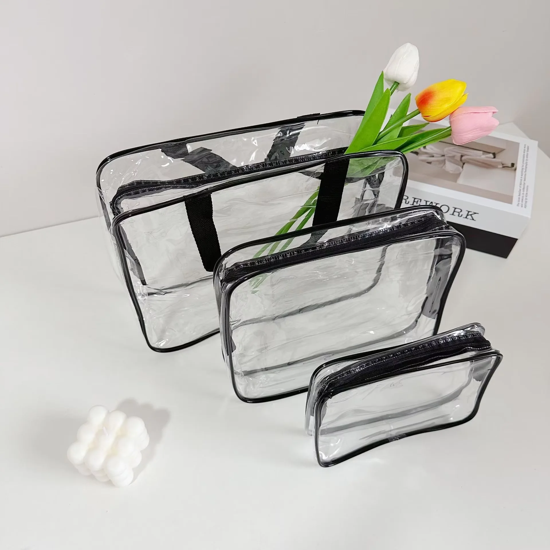 Custom Size Logo Soft Plastic Makeup Zipper Bag Shoe Storage Waterproof Packaging Eva Bag Pvc Zipper Bag