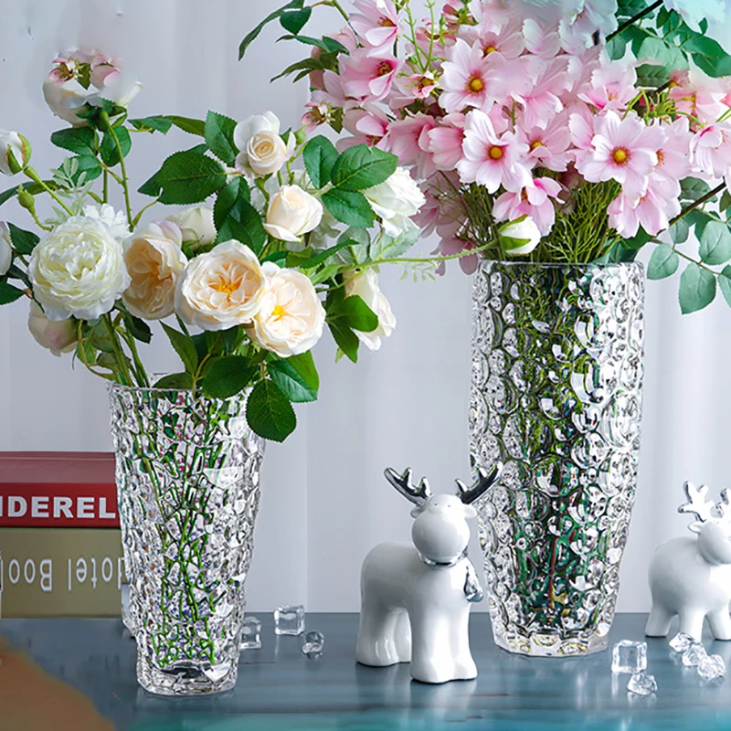 Оптовая продажа, новый пластиковый искусственный букет, вазы, прозрачное напольное стекло, высокий прозрачный цилиндрический цветок для свадебного домашнего декора