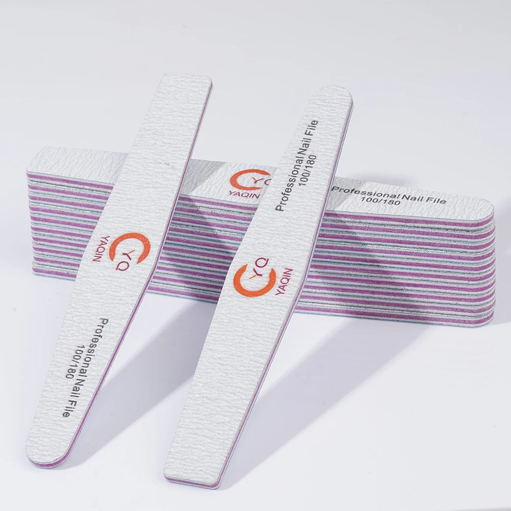 Professional Emery Board Wholesale Custom Double-Sided Nail Files 100 180 Grit Zebra Gray Manicure Art Tools With Logo