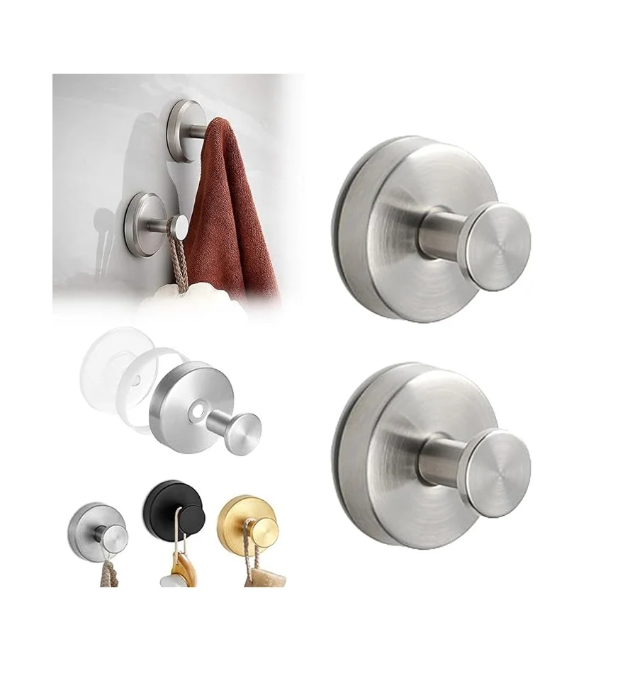Hold No-Drill Hooks 2024 New Stainless Steel Waterproof Suction Cup Hooks Suction Cup Hooks for Shower Bathroom Hanging Towels