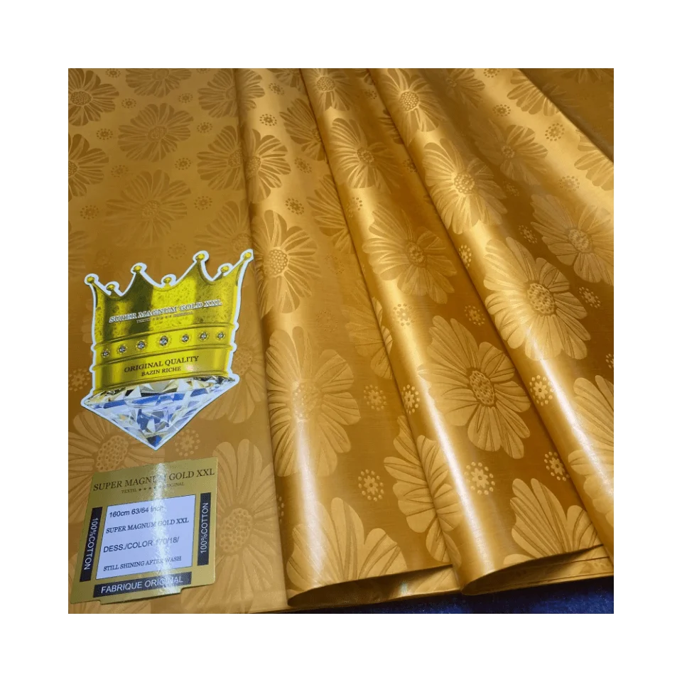 Customized Pure Cotton Soft African Bazin Lace Fabric Nigerian Jacquard Guinea Brocade Perfume Bazin Riche Fabric