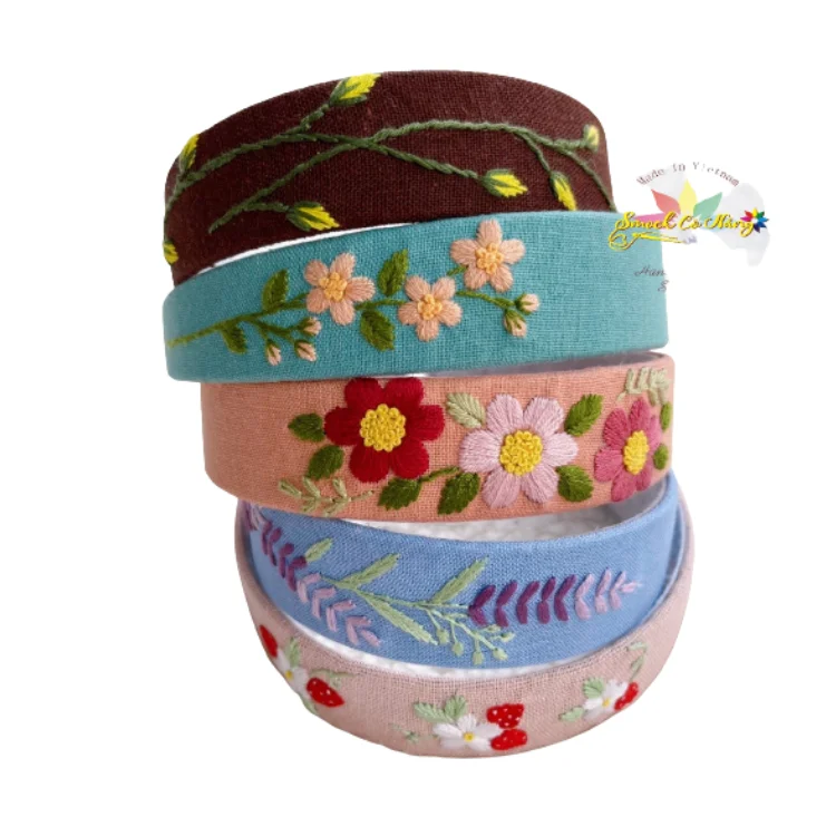 Embroidery Ribbons Hair Accessories Colorful Headband Good Price Top Favorite Product Bow Hairbands For Girls Lovely Pattern