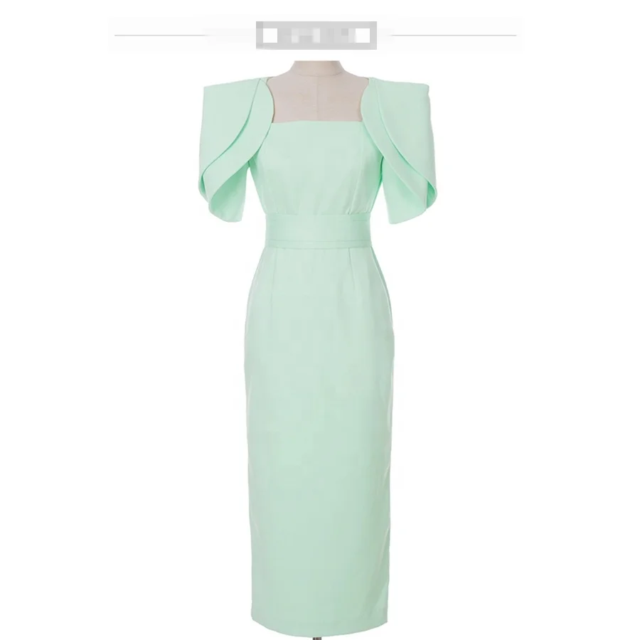 Elegant Dress 2023 Summer Fashion Personalized Elegant Short Sleeve Slim Fit Mint Green Dress