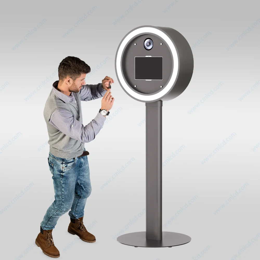 Portable LED Open Air Photo Booth with iPad Surface: White Metal Aluminum DSLR Photo Booth Shell for Small Weddings and Events