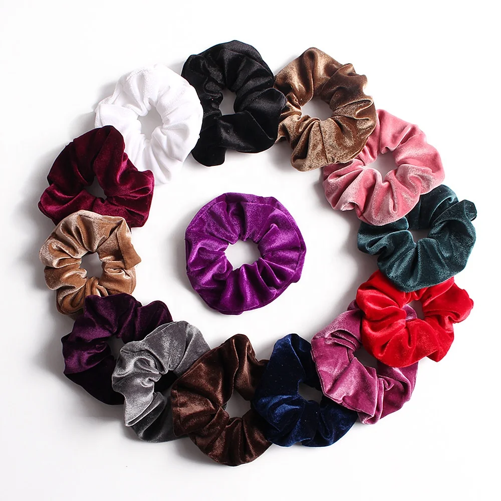 Wholesale Girls 5.5inch Big Velvet Scrunchies Custom Large Hair Bobble Scrunchy Hair Bands Women Soft Hair Ties