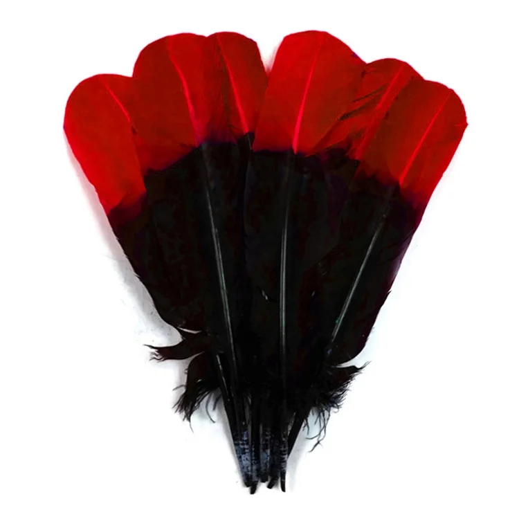 Оптовая продажа 10-12 дюймов перо из перьев индейки двухцветные крылья для карнавального костюма украшения головных убор