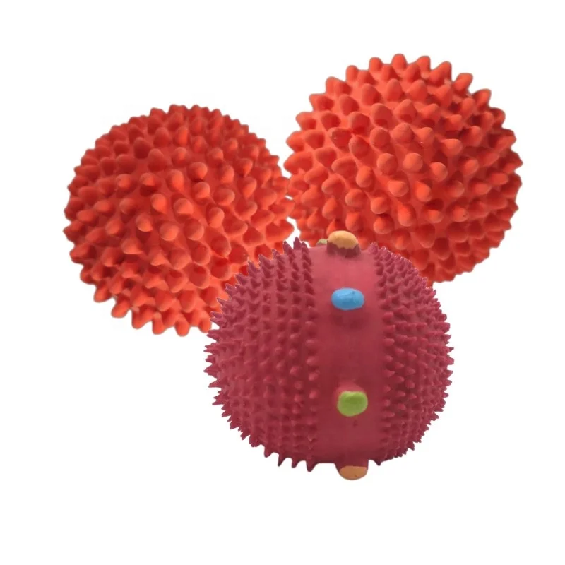 spike ball toys natural latex ball pet toys squeaky interactive rubber ball dog toys