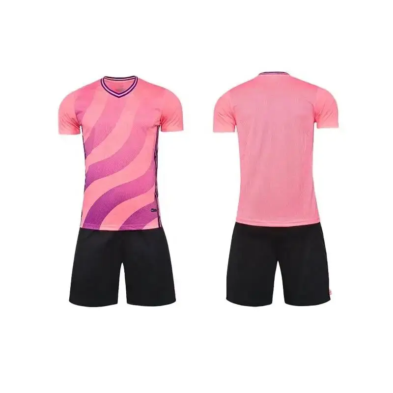 2024 дышащая футбольная майка с полным индивидуальным логотипом полиэфирная ткань розовая