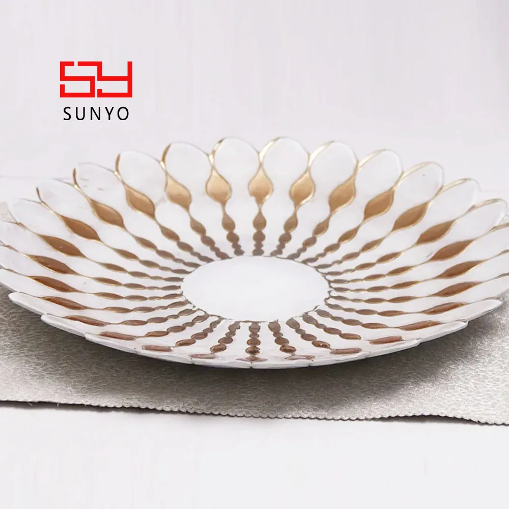 33cm 27cm 27cn 21cm Hand Craft Attractive Kitchen and Tableware Wedding Unique Gold Round Color Charger Salad Food Plate