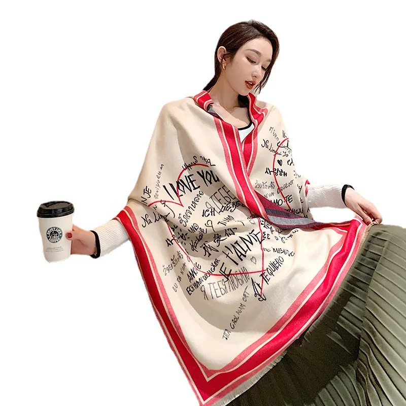 Шарф женский осенне-зимний кашемировый длинный V-образный цвет сочетается с теплым и утепленным шалью корейские студенты