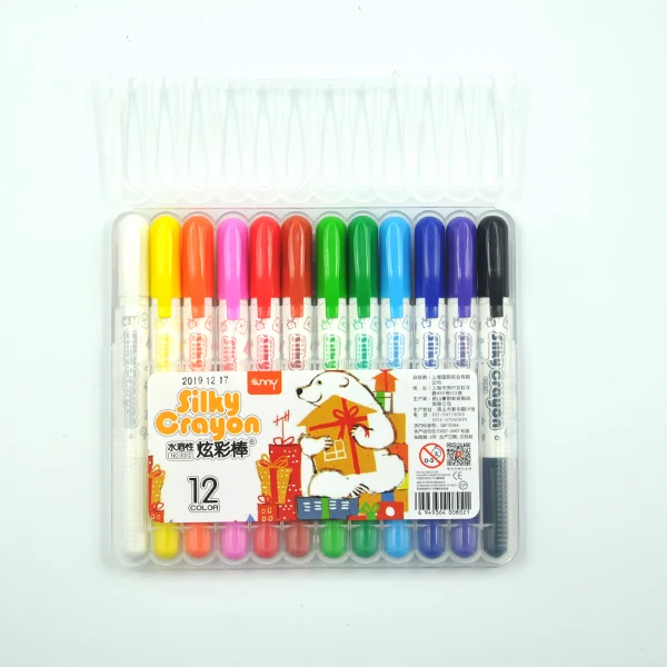 Washable crayons twist-able 12 colors children non toxic silky crayon