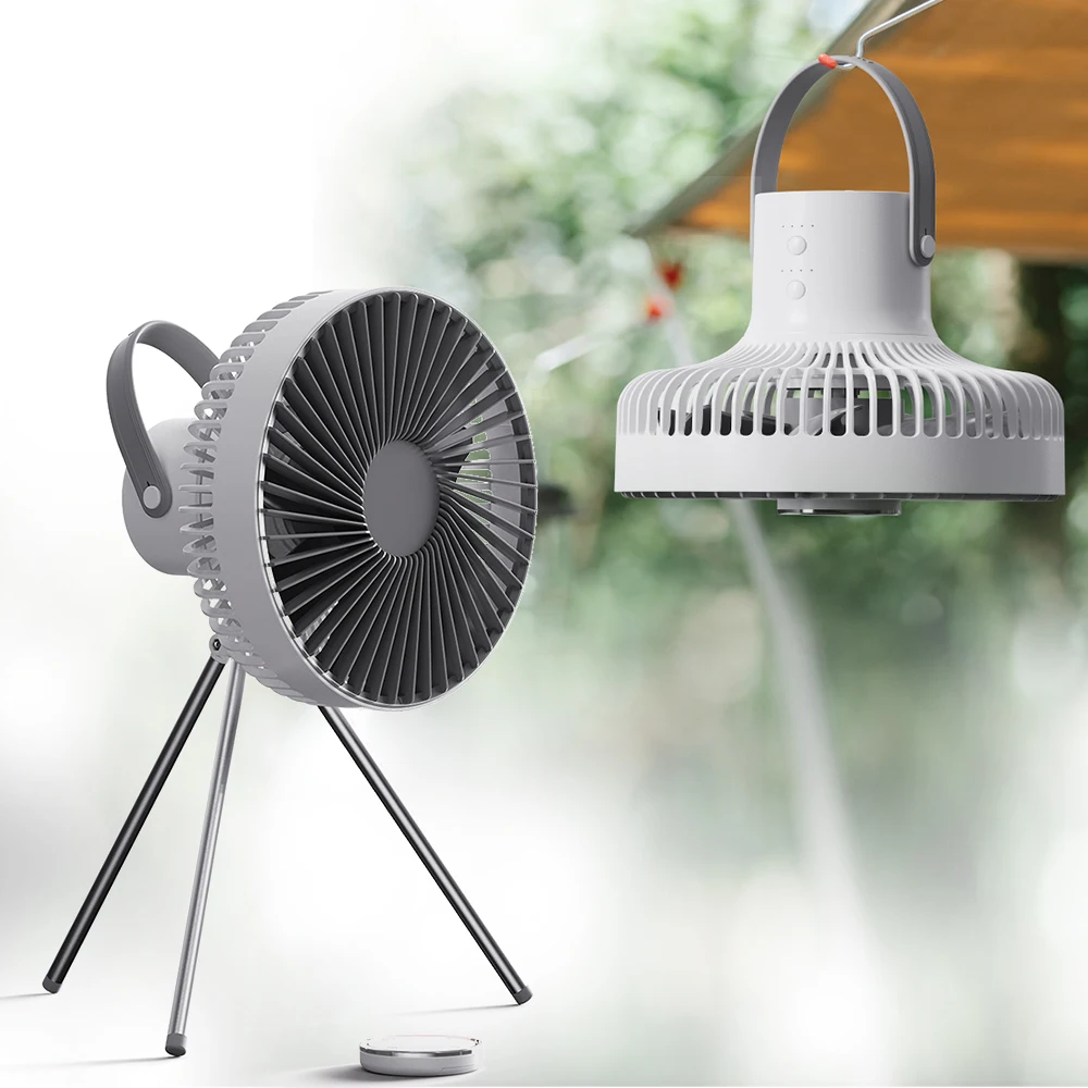 Smart appliances Multifunctional rechargeable 7.9 inch air Cooler fan LED night light remote control tripod stand tent fan