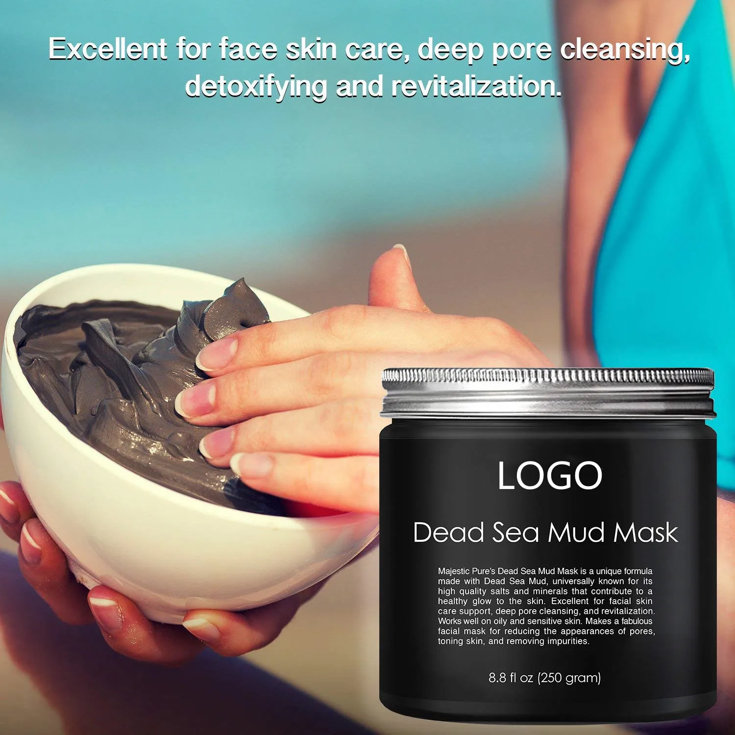 Private Label Facial Cleansing Clay for Blackhead and Whitehead Dead Sea Mud Mask