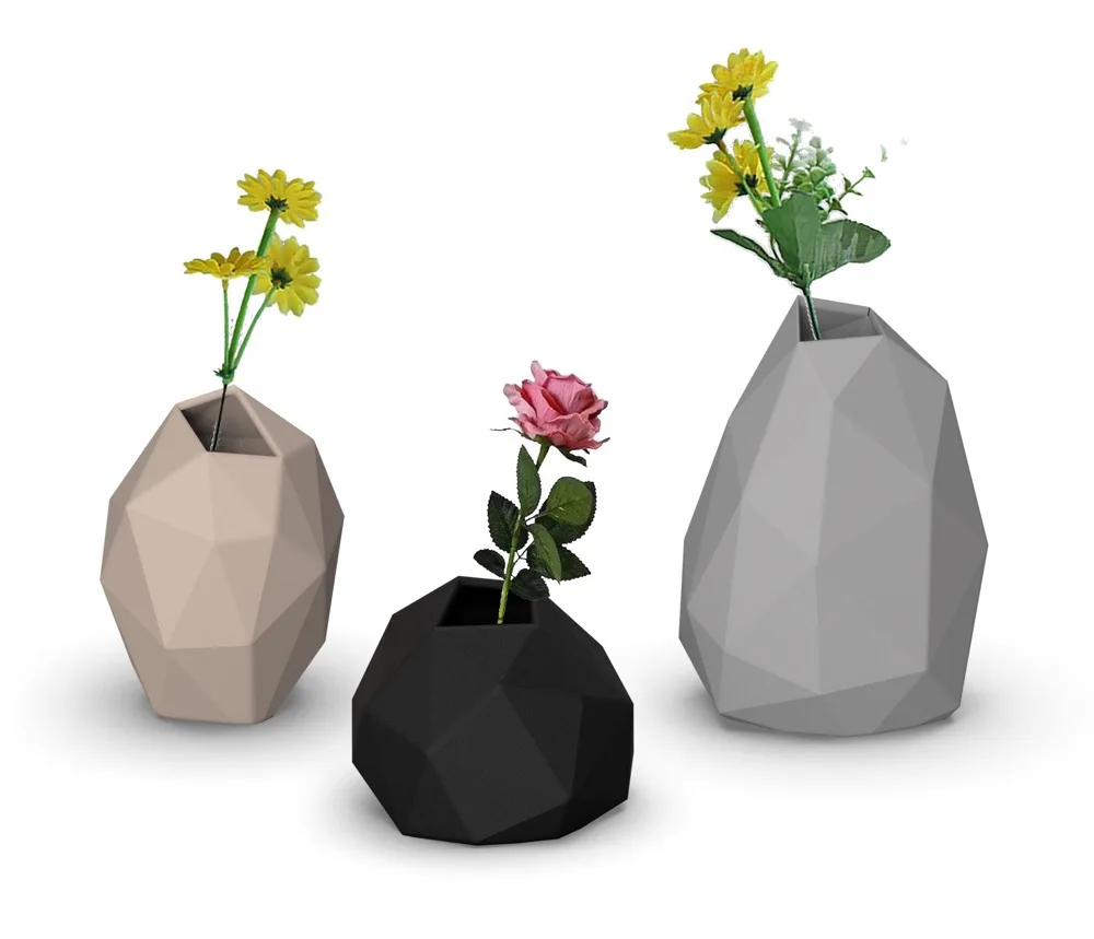 Modern concrete flower pot vase with hand painting home decorations Flower Pots & Planters