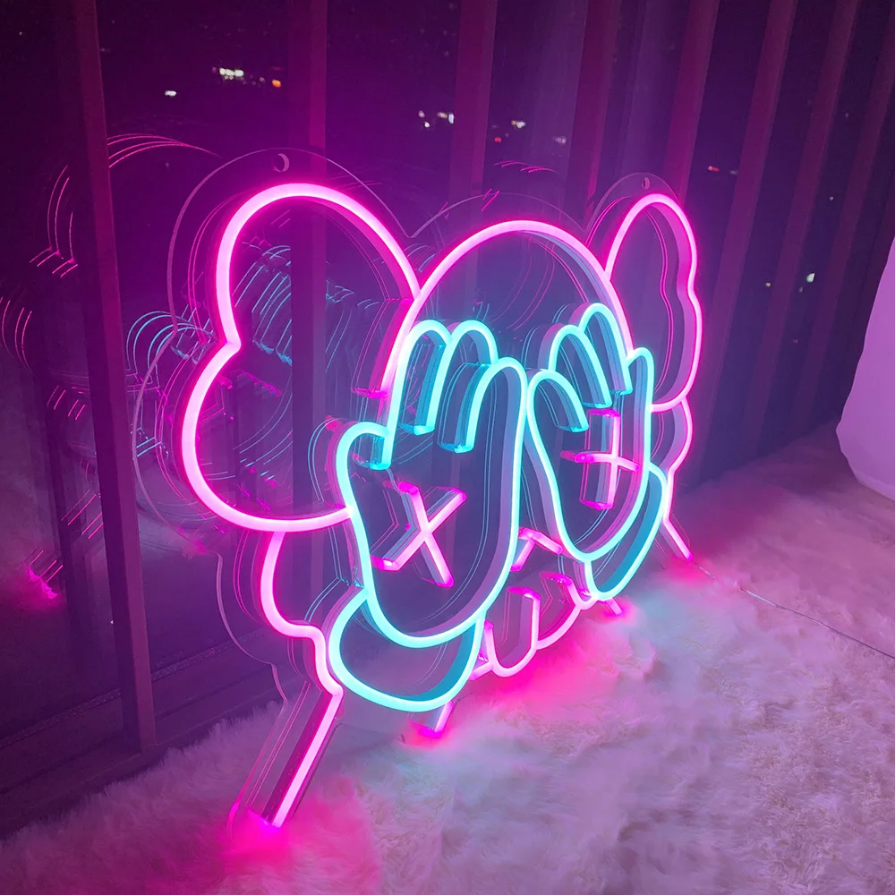 Неоновая вывеска на заказ в виде комиксов kaws уличная мода неоновая настенная декоративная для