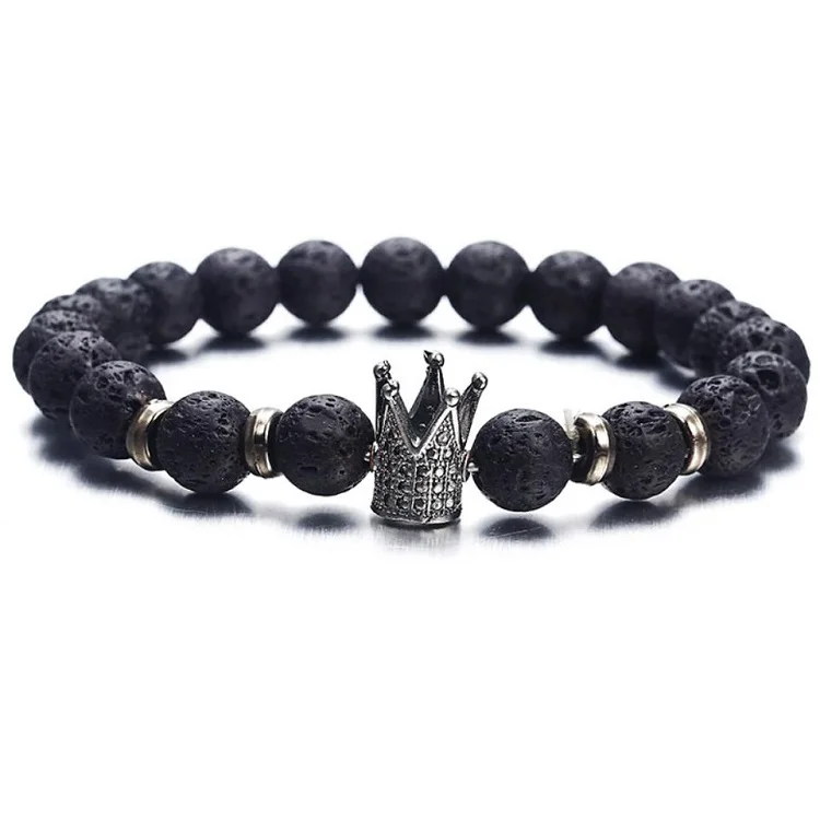 White stone crown bracelet volcanic stone bracelet men volcanic stone bracelet