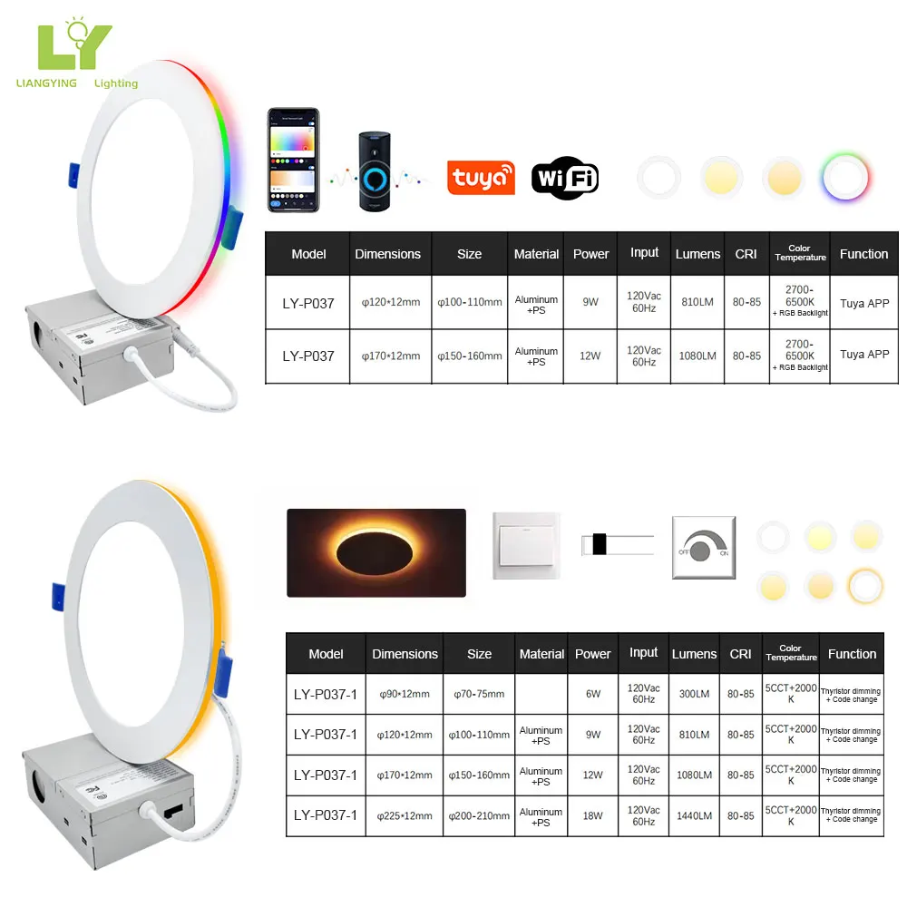 Smart Rgb 9 Вт 12 светодиодная подсветка круглая металлическая панель для помещений с распределительной коробкой