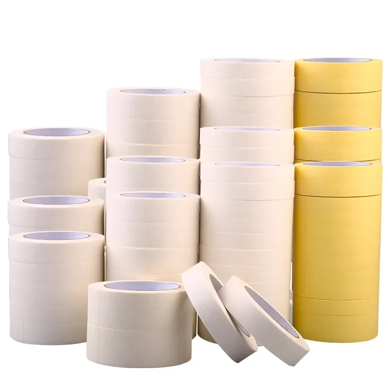 custom general purpose color Painters masking tape roll 24mm Indoor fine line painting car autobody paper masking tape yellow