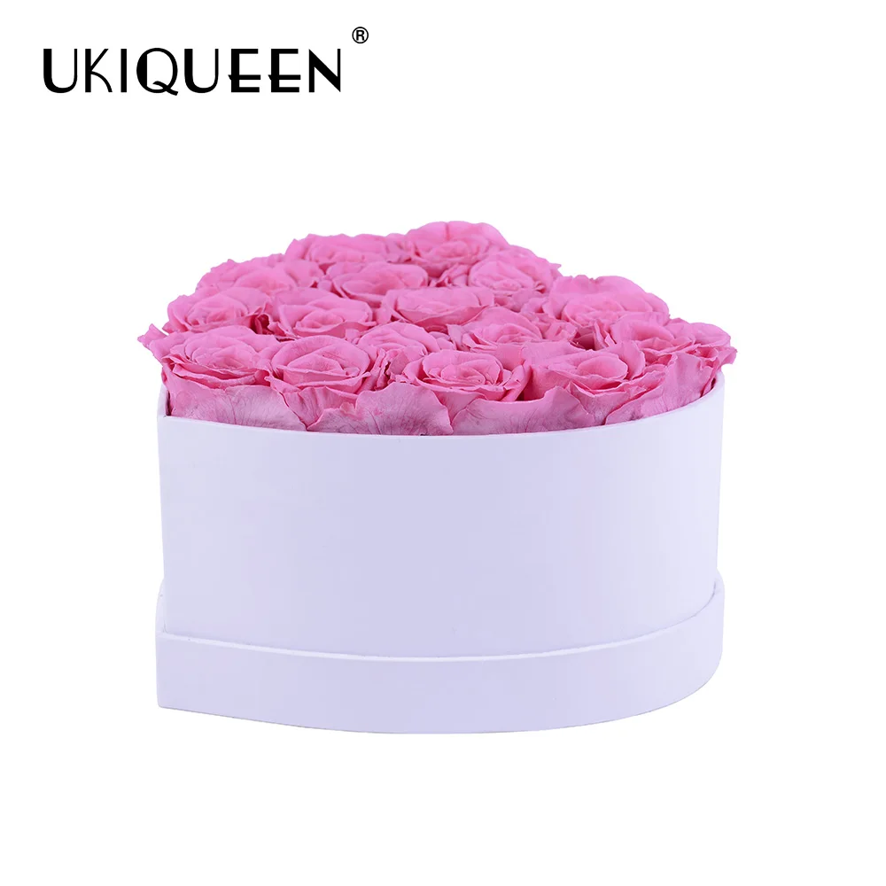 In Heart Box Long Lasting 1 Year Real Natural Flowers Preserved Rose Black White Decorative Flowers & Wreaths Wedding 100 Boxes