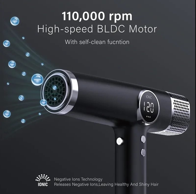 Professional Salon High speed hair dryer Negative ion strong power blowout brushless motor hair dryer with automatic curls