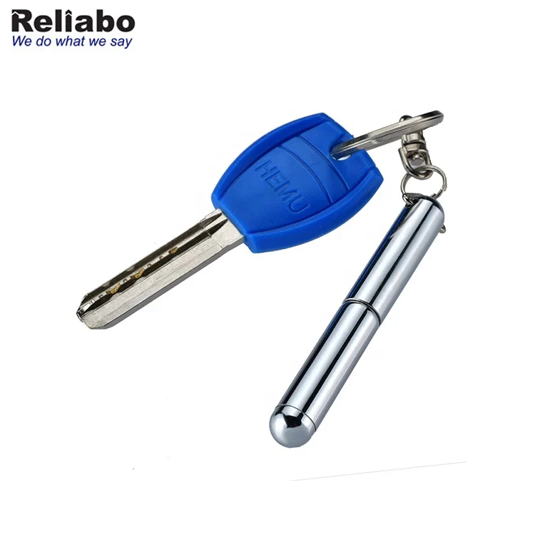 Mini Metal Key Ring Stainless Steel Telescopic Pen Keyring Telescoping Keychain Ball Point Pens