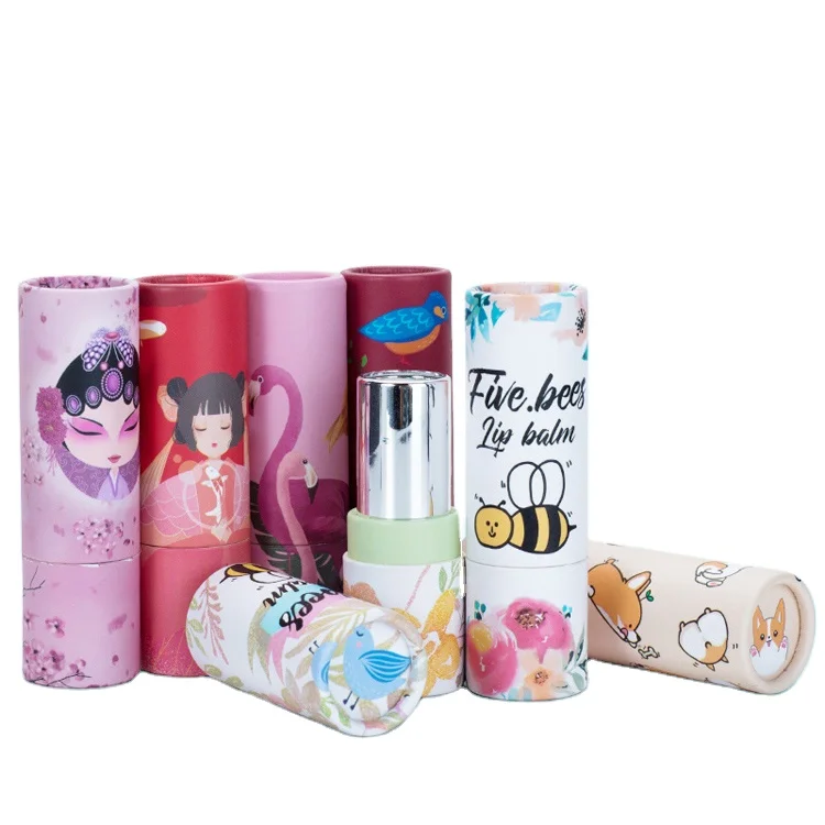 Custom Roll up Round Stick Tube for Lip Balm Packaging Biodegradable Custom Printing Twist up Lip Balm Paper Tube