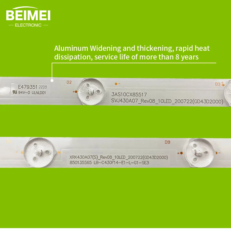 TV backlight strip LB-C430F14-E1-L-G1 SVJ430A07_Rev08_10LED_20722 for Changhong 10led 3V 4pcs/set LCD TV led backlight bar