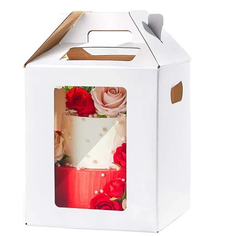 Wholesale dessert shop different size premium high cake box tall cake boxes for tiered cakes