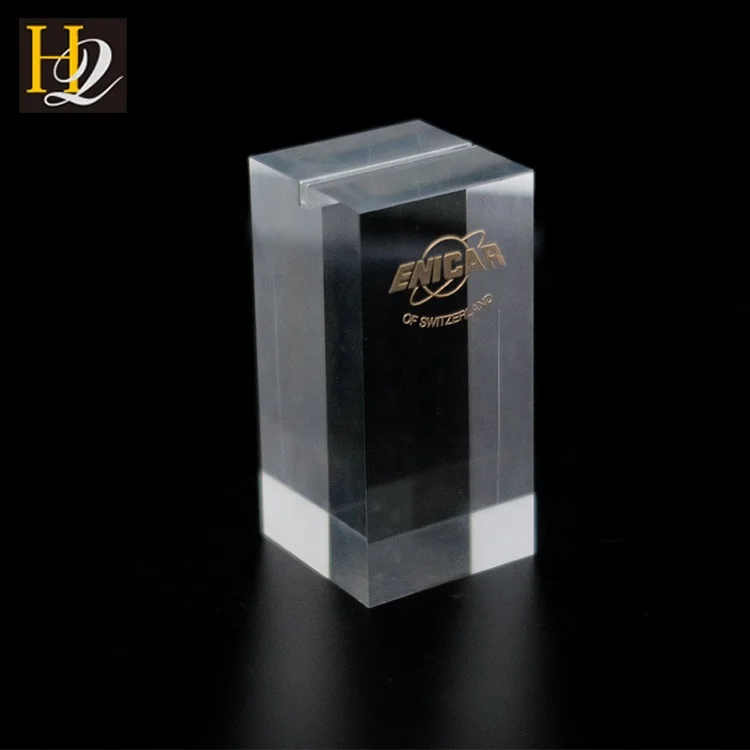 Factory customized clear acrylic solid cube transparent acrylic block acrylic trophy awards with custom printing