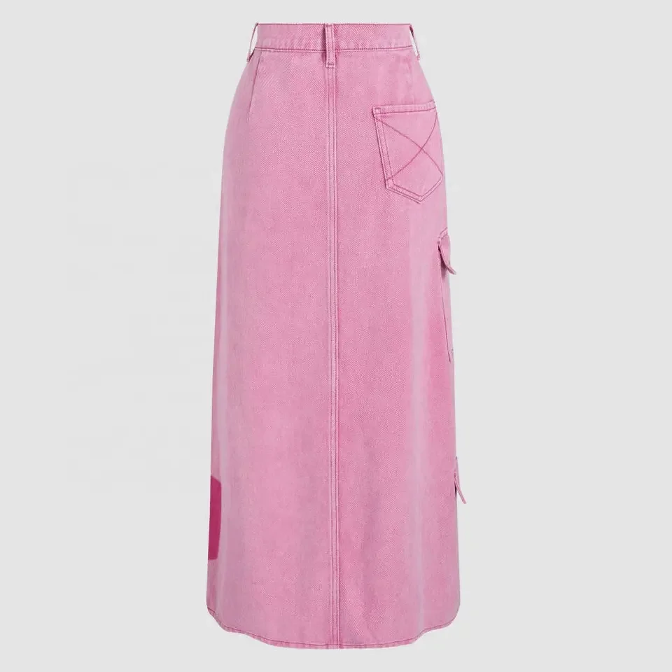 Custom y2k denim maxi skirt custom solid jean skirt women long skirts for women
