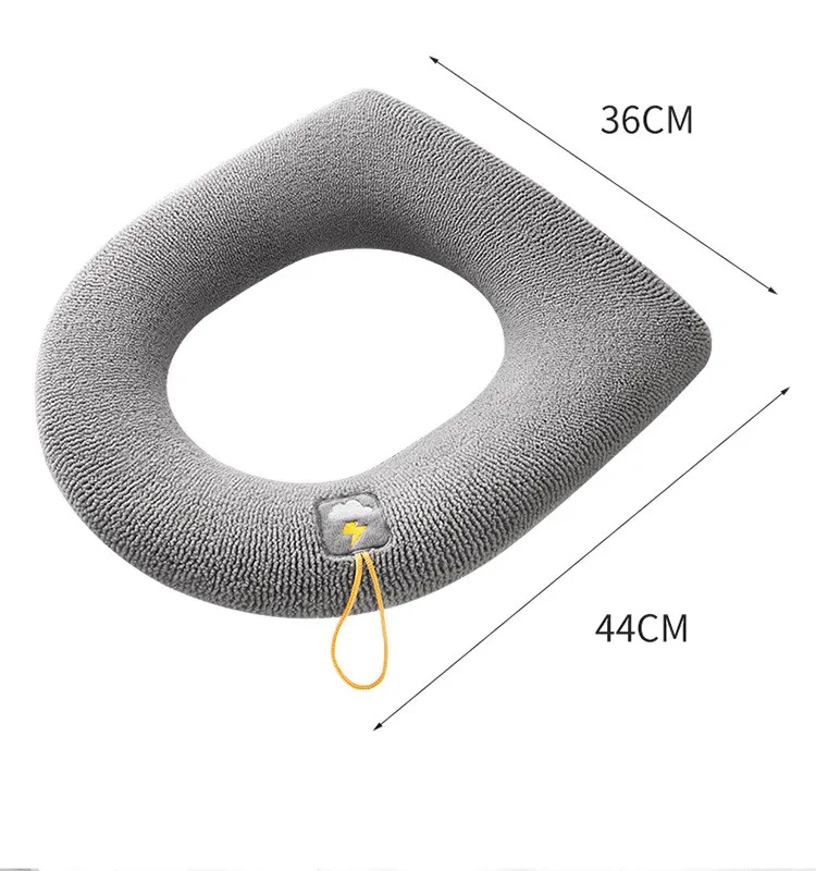 Winter Warm Toilet Seat Cover Closestool Mat 1Pcs Washable Bathroom Accessories Knitting Pure Color Soft O-shape Pad Bidet Cover