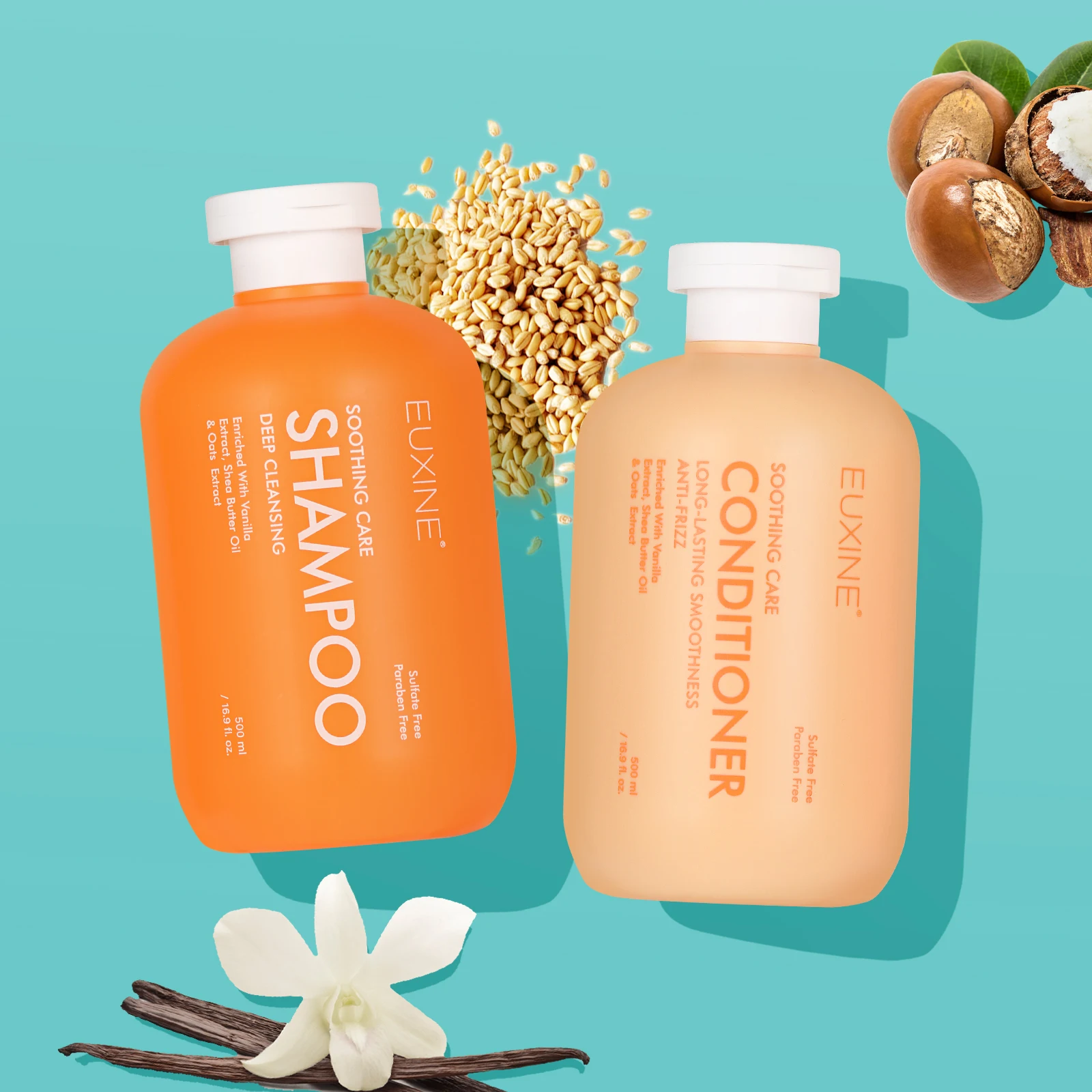 Wholesale Long-lasting Smoothing Organic Shea Butter Oil Oats Extract Soothing Care Shampoo and Conditioner