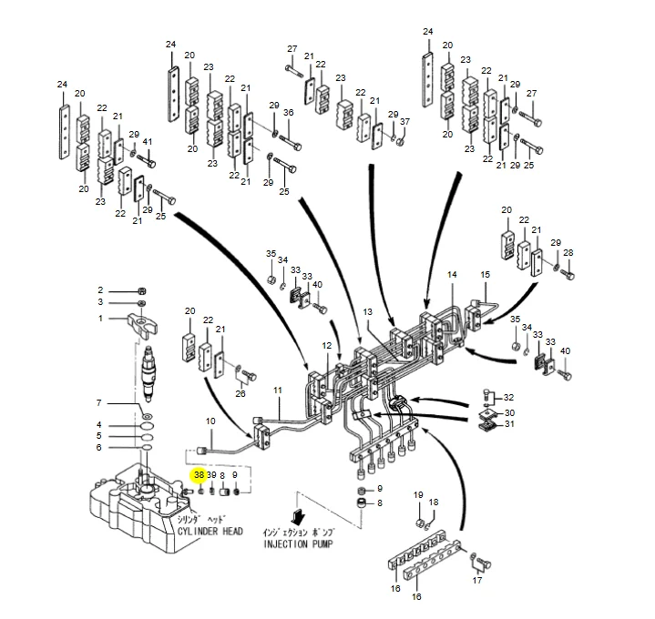 Diesel Engine 37561-13600 Holder 37561-13500 05318-00300 37561-08800 for MITSUBISHI S6R S6R2 Fuel System Injector Pipe