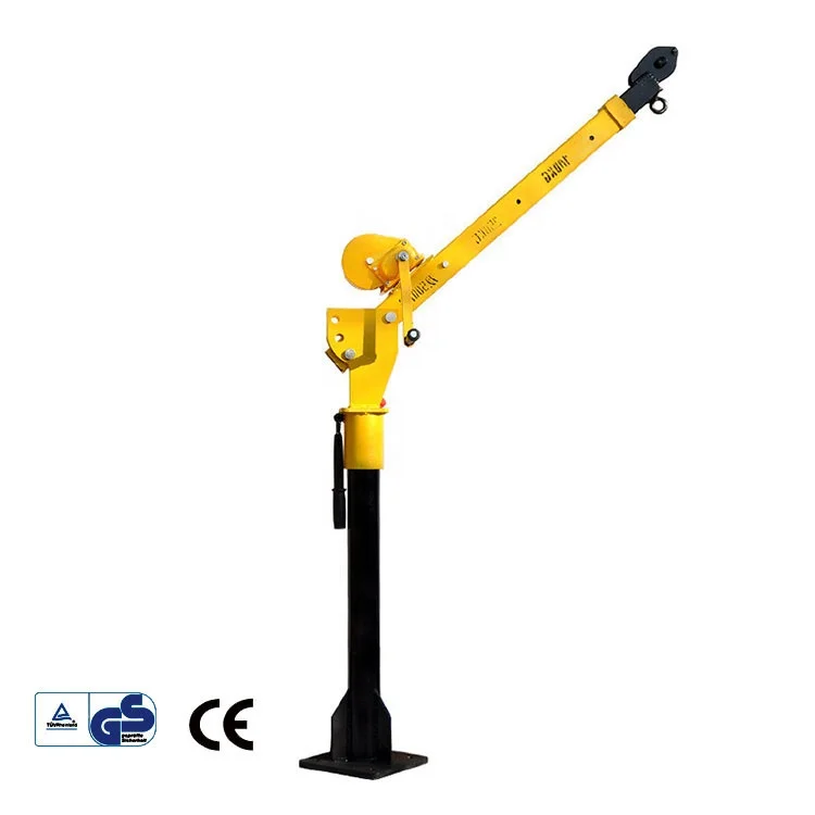 2000 LBS Swivel Base Hydraulic Engine Hoist Foldable Davit Crane fits Pickup Truck crane with Removable Base 1000kg 24V 14M