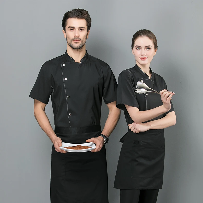2022 New Listing 65%Polyester 35%Cotton Bartender Chef Coat Jacket Chef Uniform Restaurant Coat Coffee Shop